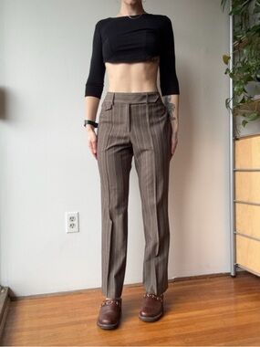 Nygard Brown Pinstripe Tailored Trousers - size 8